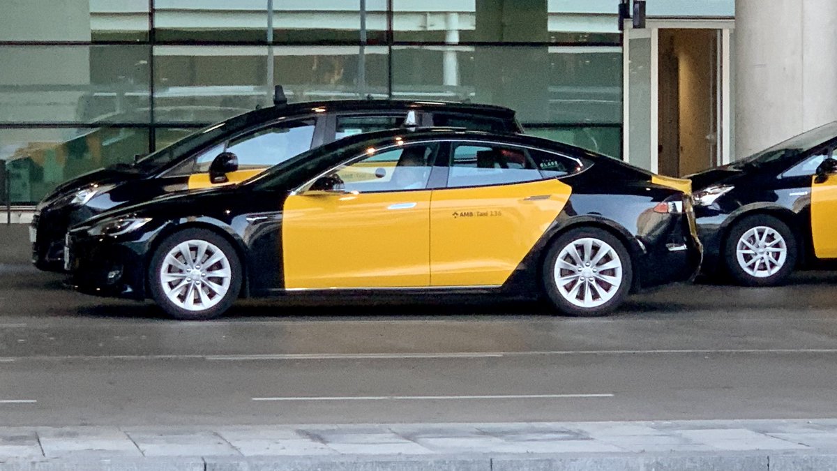 Model S taxi at Barcelona Airport, Spain