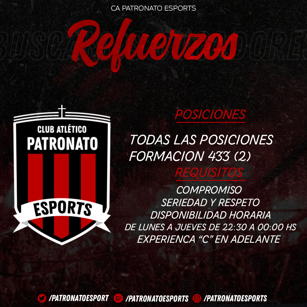 Claypole City🏆 (@_claypole_city) on Twitter photo El Patrón sale en busca de Refuerzos💪🏼
Después de una buena temporada en la cual nos quedamos afuera del reducido por diferencia de goles salimos en búsqueda de refuerzos para la siguiente temporada de <a href="/IESAFIFAar/">IESA Argentina</a>.
Para organizar una prueba dejar MD o a <a href="/DjNosi13_/">|| RT || DjNosi13</a> y <a href="/FaValen03/">FaZeValen03</a> El Patrón sale en busca de Refuerzos💪🏼
Después de una buena temporada en la cual nos quedamos afuera del reducido por diferencia de goles salimos en búsqueda de refuerzos para la siguiente temporada de <a href="/IESAFIFAar/">IESA Argentina</a>.
Para organizar una prueba dejar MD o a <a href="/DjNosi13_/">|| RT || DjNosi13</a> y <a href="/FaValen03/">FaZeValen03</a>