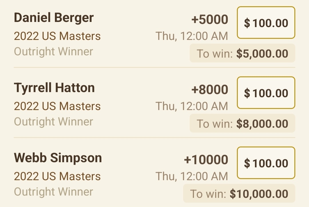 JeffLaps's tweet photo. Some good value out there at these numbers #theMasters https://t.co/9kZ4HKVcR1
