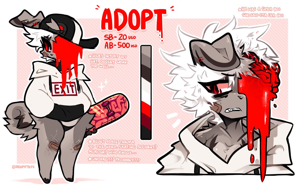 ★ADOPT AUCTION★
Cw- Gore
★SB- 10 usd
★AB- 500 usd
(AB comes w/ extra art)
★BID IN THREAD BELOW HUZZAH!