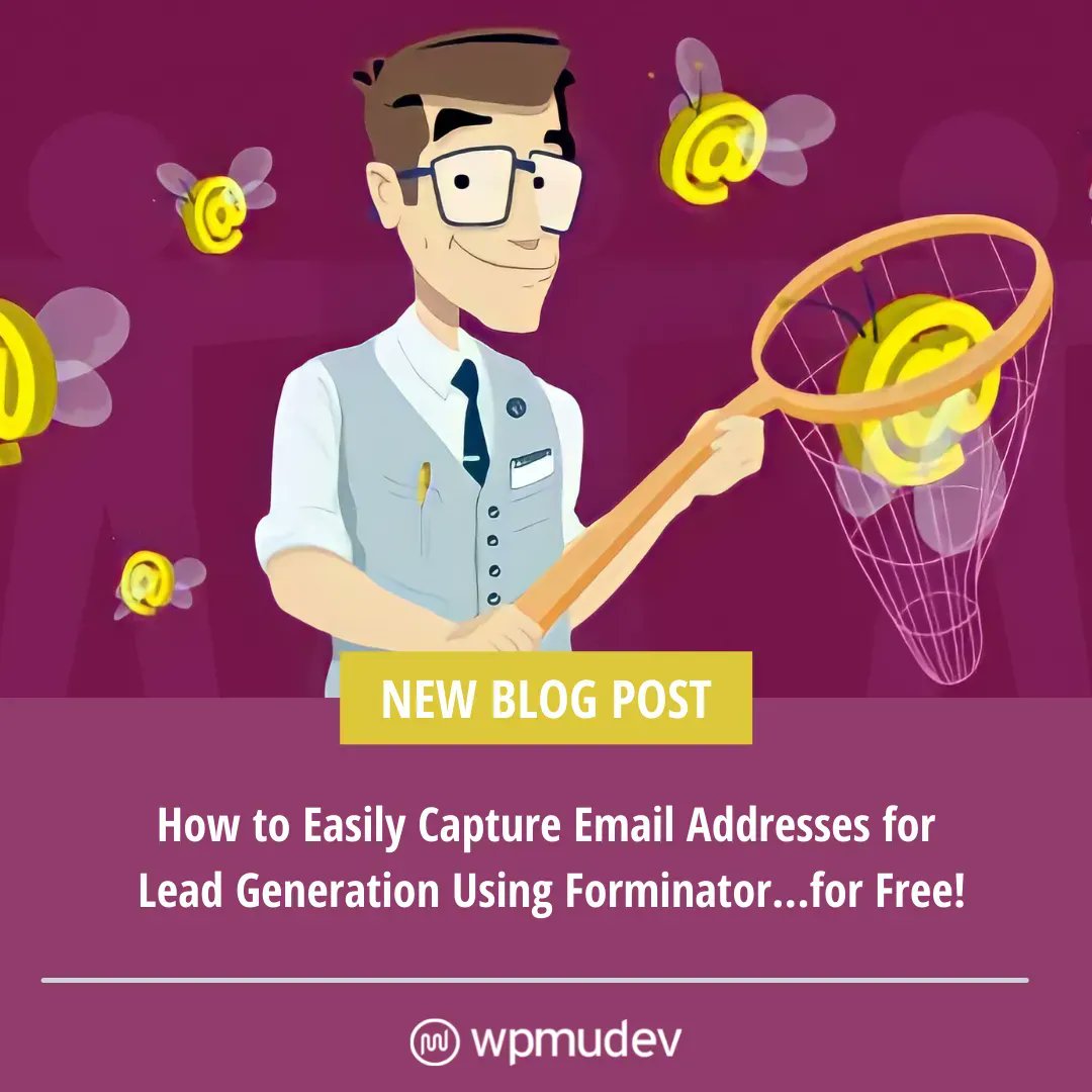 wpmudev's tweet photo. Create lead generation forms for your clients faster than ever with Forminator. ๐
In this article we show you how easy it is to create effective lead generation forms (no paid tools needed!).
๐ https://t.co/3mI0Ta5CYl
#forminator #WordpressPlugin #LeadGen #EmailLead https://t.co/KLxOucmsep