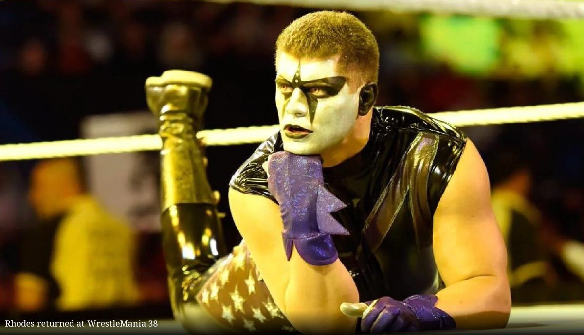 QuislingM's tweet photo. @WrestleMania @CodyRhodes The question on everyone's lips:
"So Cody, since Vince never forgives or forgets, how long until you hit the ring dressed like this?" https://t.co/Th11gLg6aG