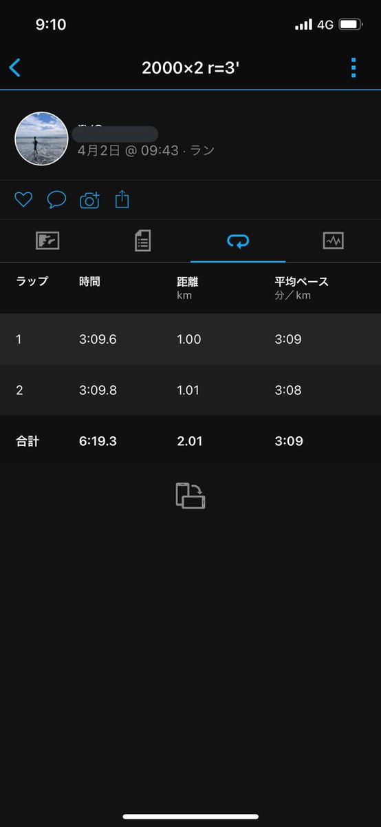 ryoryo19950711's tweet photo. 4/2 2000×2 (r=3')
(6'19 6'03)
4/3 9kmjog(Avg4'29)
4/4 6.5kmjog(Avg4'38)+100ws×3
→治療
最終刺激完了
明日はいよいよ初戦。
最初で最後のデビュー戦です笑 https://t.co/69hEC7S7qJ