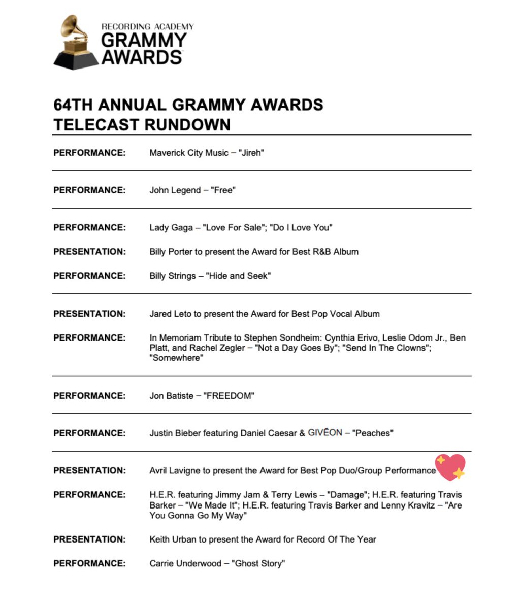 AureliaOT7's tweet photo. BTS performing soon after J Balvin and SOTY is awarded 

Best pop duo/group performance award near the end of the night after Peaches is performed https://t.co/hi7KmvWm2N