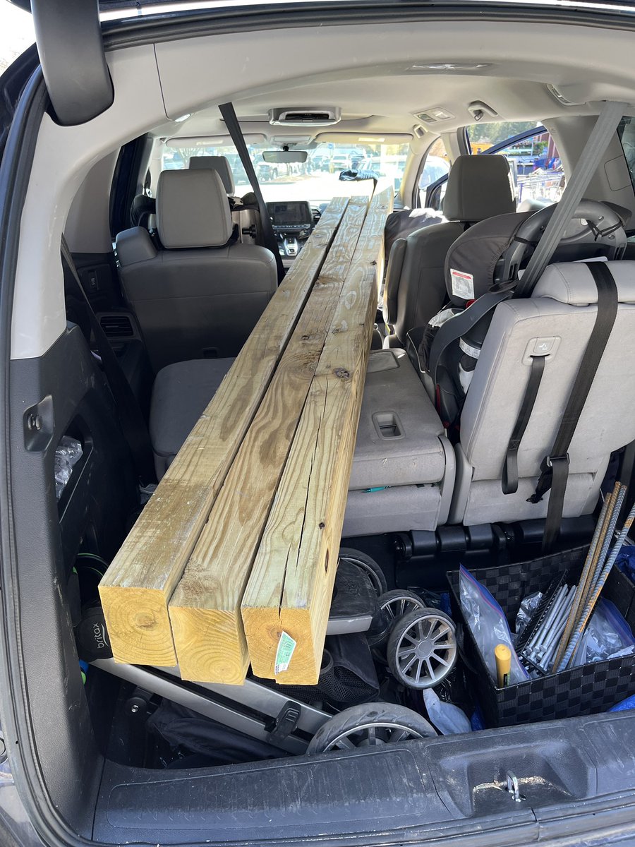 WayneLiangMD's tweet photo. #Minivans have a secret power — they are also pick up trucks! Those 4x6x12s barely just fit from windshield to trunk.
Building #gardenstairs this #SpringBreak. It’s coming along!
#minivanlyfe #SpringBreakproject #measuretwicecutonce #myarmsaresore https://t.co/ogvSfkiFYS
