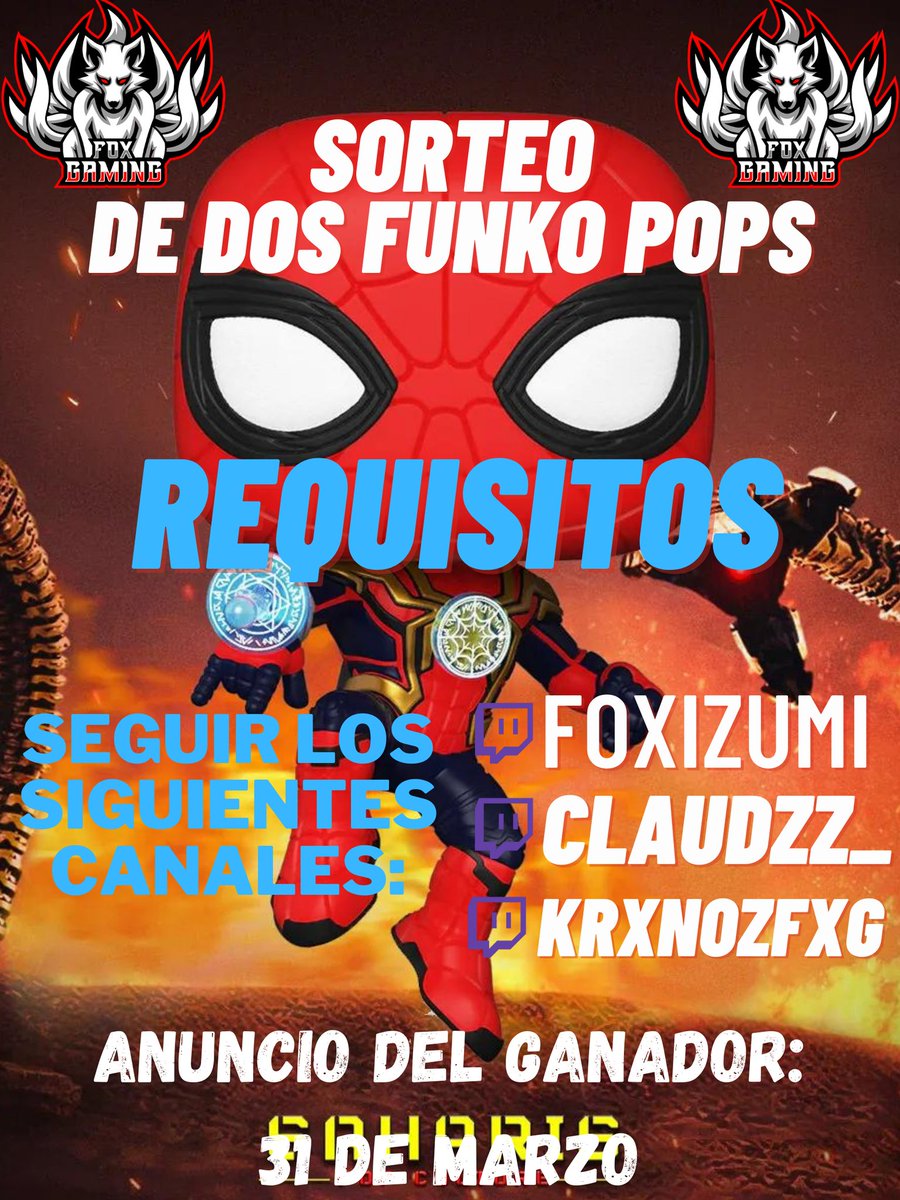 El sorteo de los dos funkos fue realizado el 31 de Marzo y ya conocemos a los ganadores! Sus Funkos serán enviados en el transcurso de estos días
Felicidades <a href="/NoSoyParadise/">🌈Laisha</a> <a href="/Ili_Badillo/">Ili Badillo</a> esperemos que les gusten mucho sus Funkos y gracias a todos quienes participaron en el sorteo