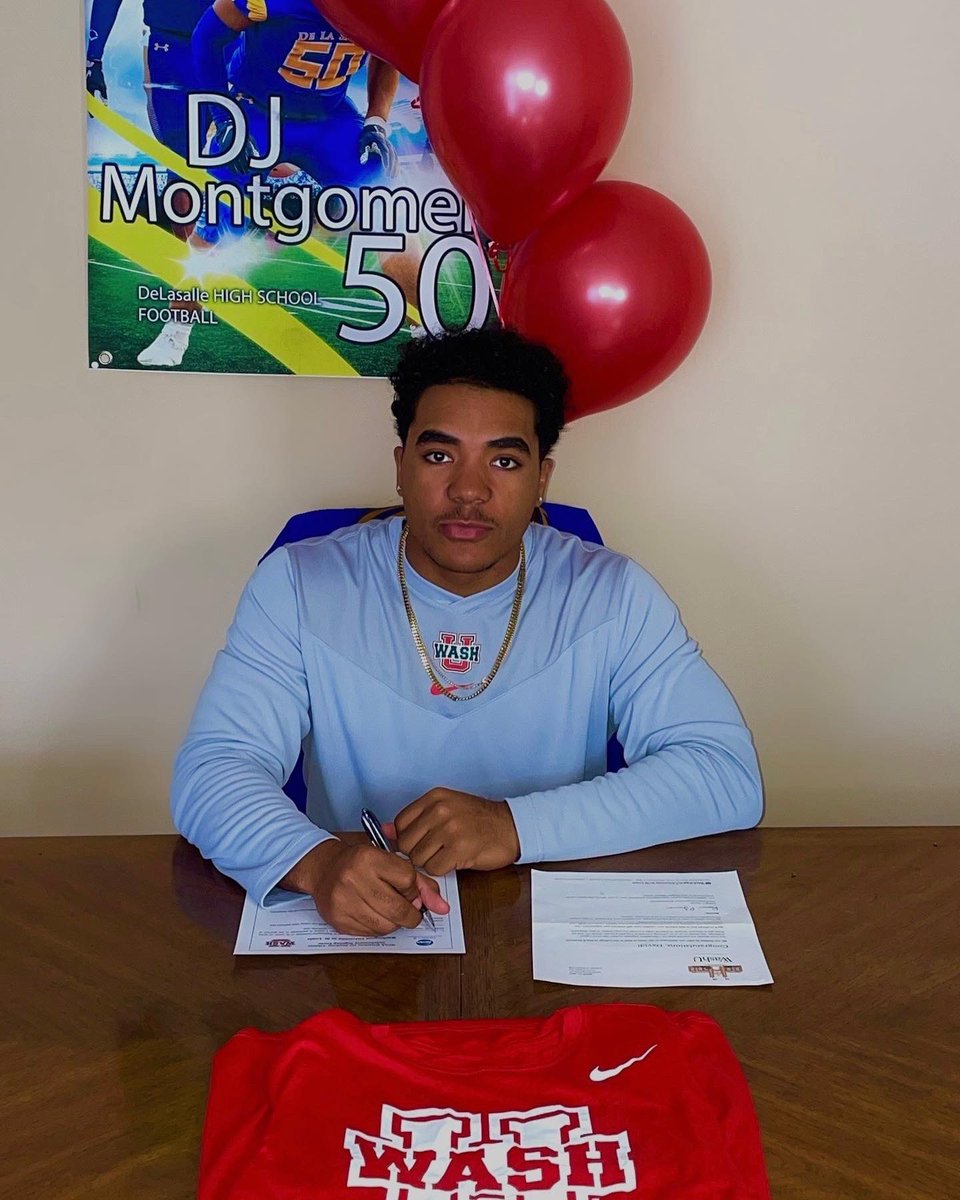 DJMontgomery21's tweet photo. I am very blessed to announce that I will further my academic and athletic career at WashU. I want to thank God for blessing me with this opportunity and I would also like to thank my family, friends, trainers, and coaches for all the love and support throughout my journey. https://t.co/yZQ9VnaZpw