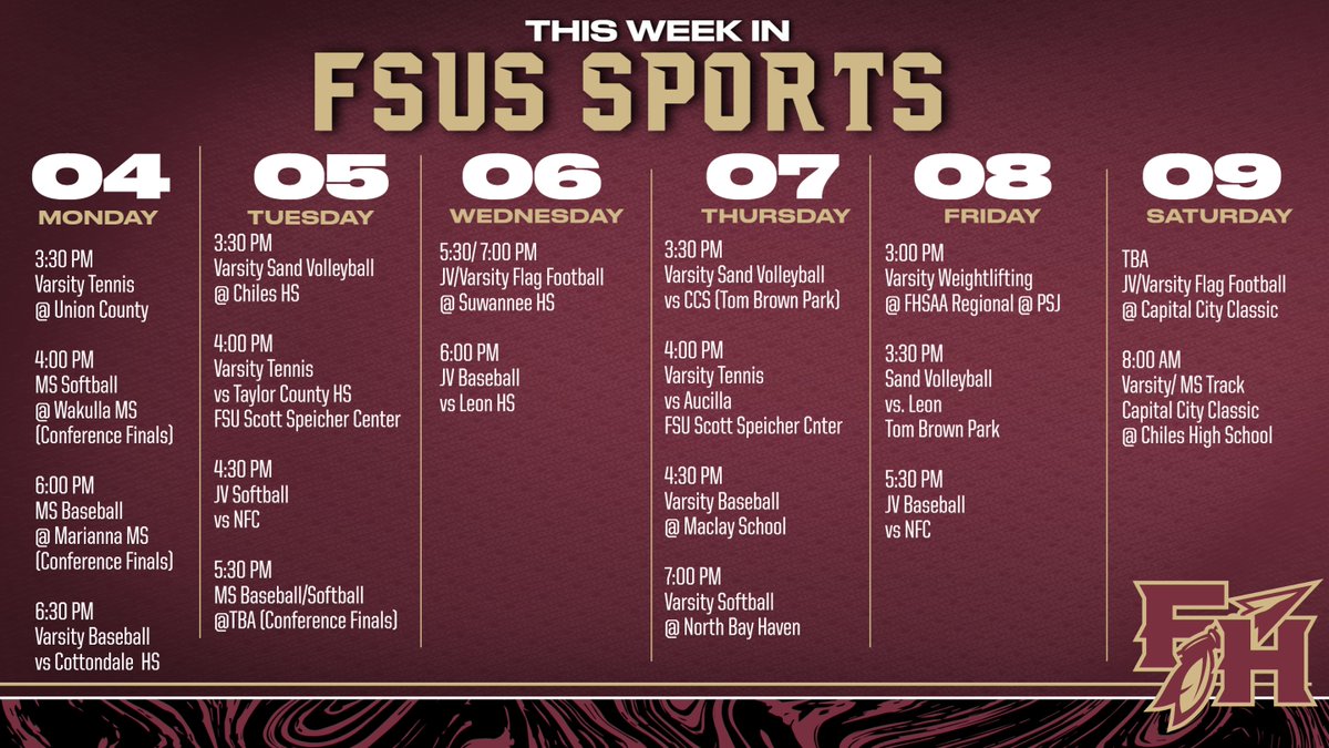 FSUS_Athletics's tweet photo. Support your Noles this week! #WeAreFSUS https://t.co/eqRhQHGEh4