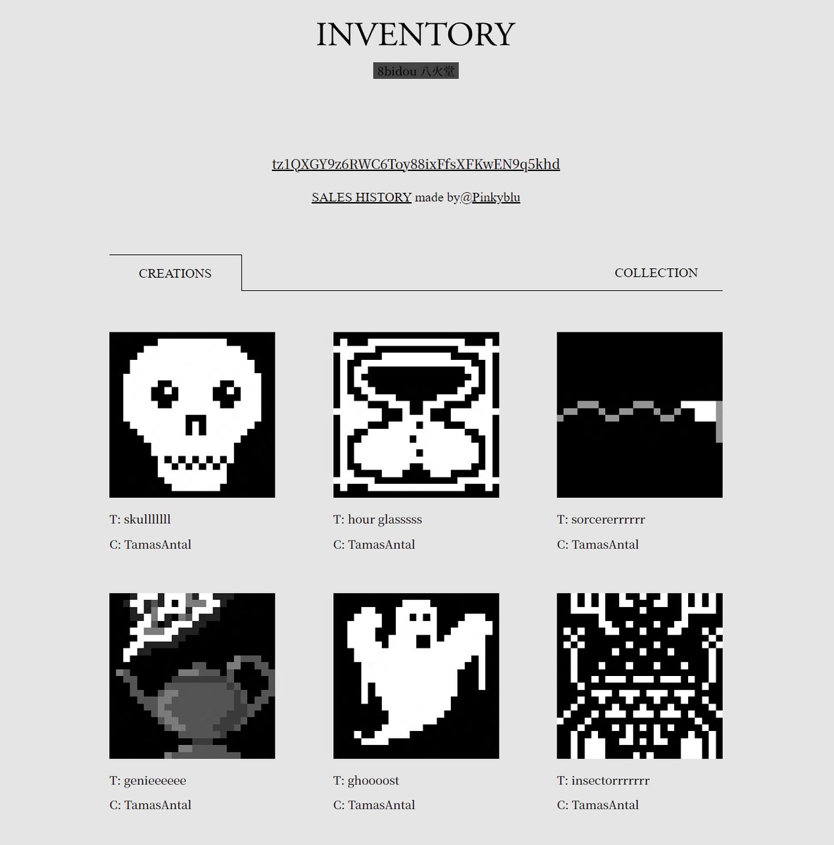Spooooky collection now alive💥 all 100ed/0.05tez
🤍🖤 <a href="/8bidou/">8bidou</a> #8bidou #tezosnft #tezos #CleanNFTs
8bidou.com/g_inventory/?a…
