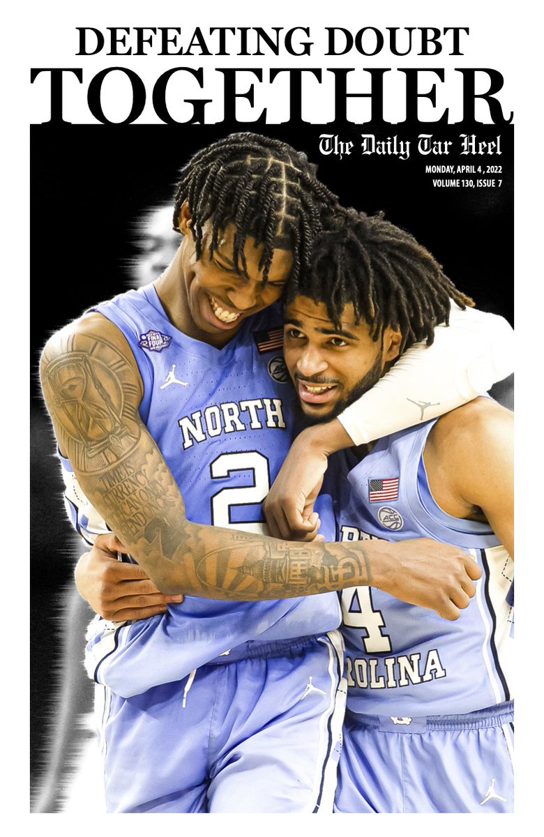 The #FrontPage of The Daily Tar Heel's Final Four victory paper: "Defeating doubt together"

The special edition will release tomorrow.