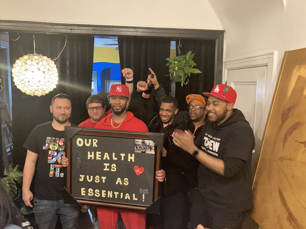 Shut_downAmazon's tweet photo. My younger brother saved THE sign framed it and surprised me with it at our victory party. I haven’t seen this sign in over almost 2 years I thought it was gone!😭 but it’s home now and the message is still the same‼️@amazonlabor ✊🏾 https://t.co/tixmGZQUud