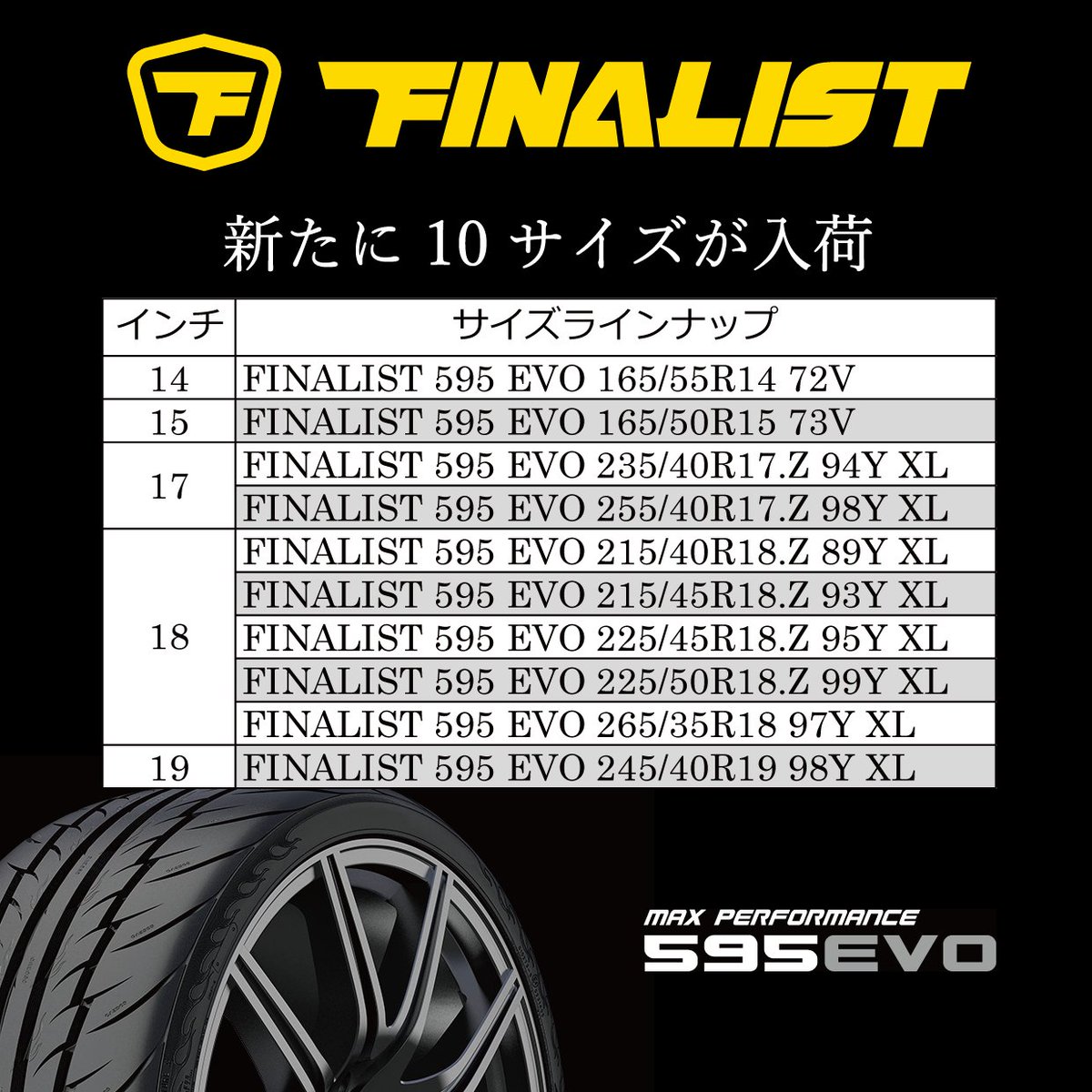 爆買い!】 FINALIST 55-14 595 14インチ EVO 72V 165/55R14 55R14 4本