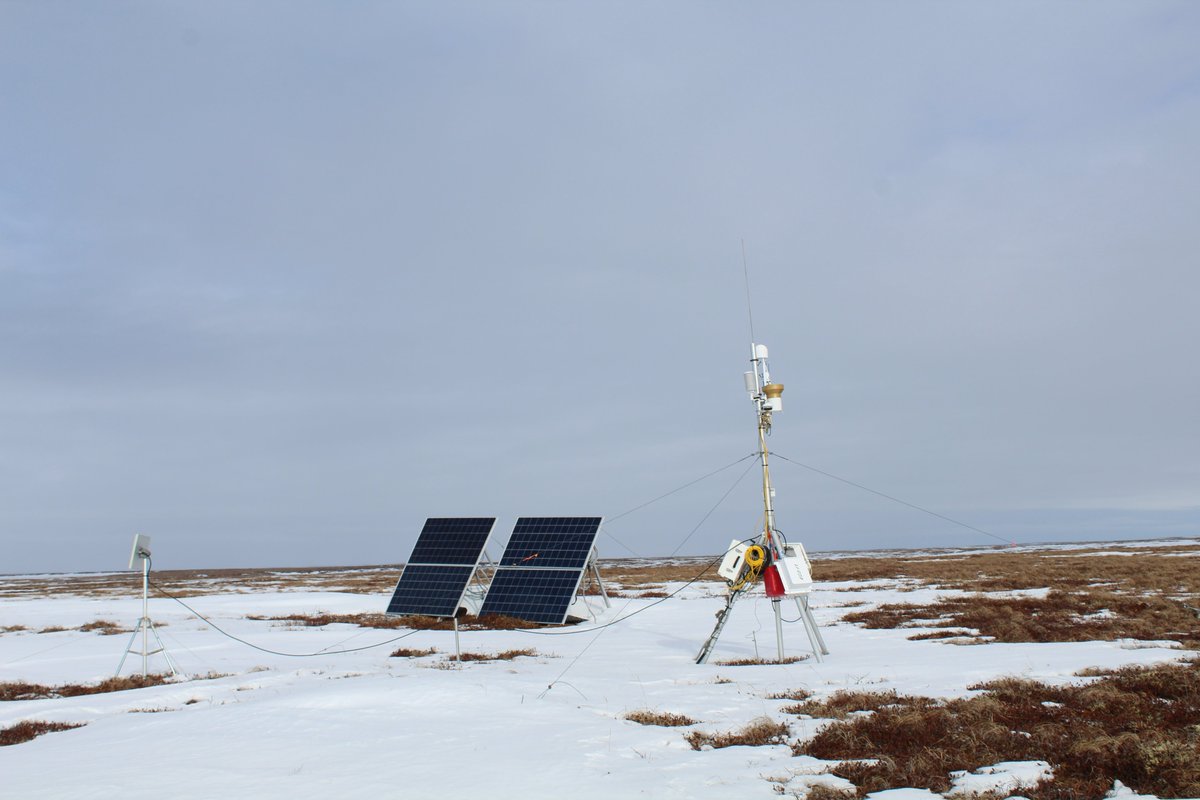 PermafrostPaths's tweet photo. We're so excited to be out in the field!!!! SO cool to see the tundra and the frozen landscape ❄️
Checking on the eddy covariance towers, fingers crossed for good data🤞

Thanks to @jackiehung4 for the stunning photos! https://t.co/AR2gxYKmH6