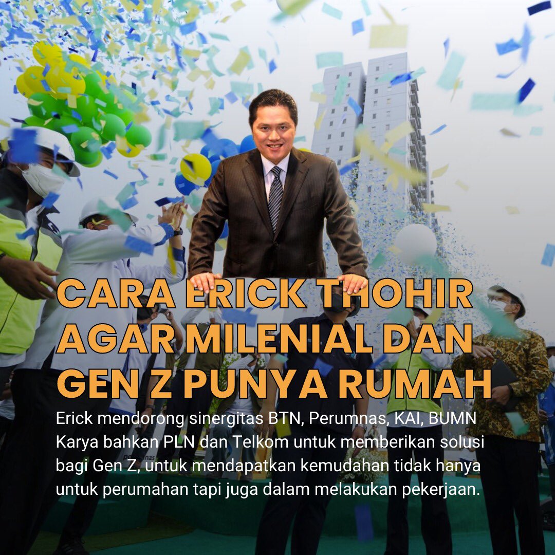 sydneyzw's tweet photo. Menteri @erickthohir mendorong sinergitas BTN, Perumnas, KAI, BUMN Karya bahkan PLN &amp; Telkom untuk memberikan solusi bagi Gen Z 

Mewujudkan impian milenial memiliki hunian yg berkonsep Transit Oriented Development atau TOD  😎

#ErickThohirSolusiRakyat https://t.co/hFgTNEJy7r