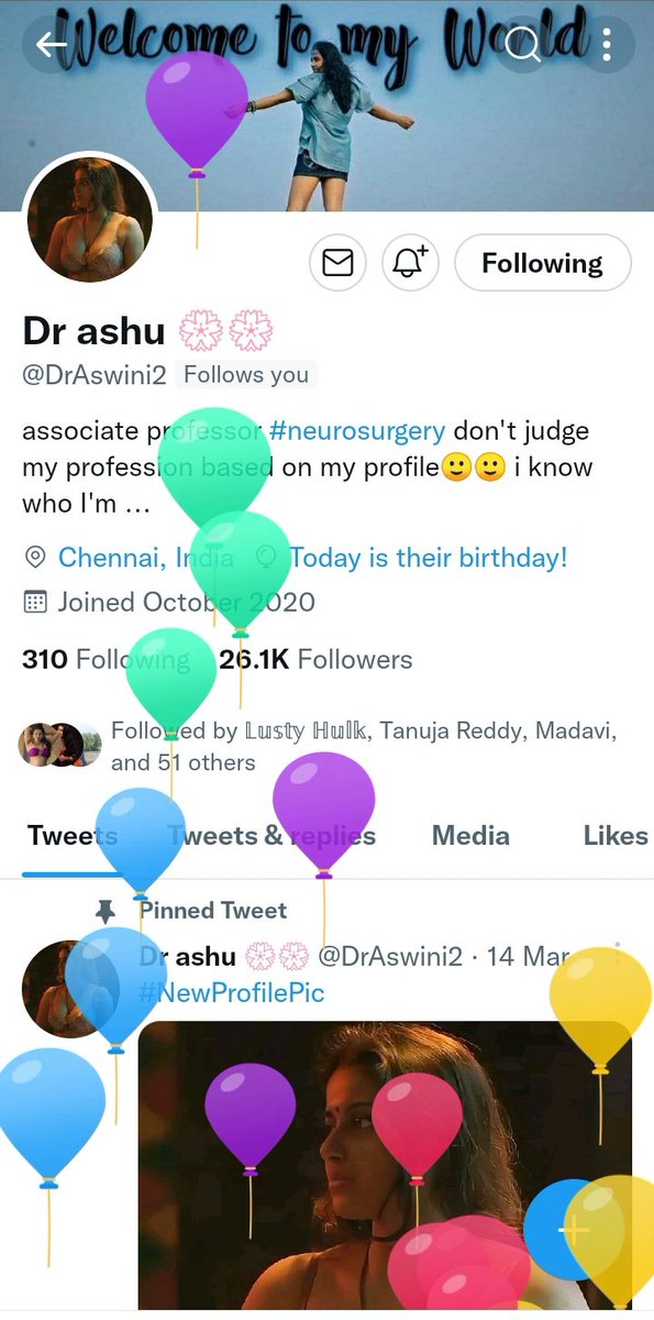 MySelf_TwiterID's tweet photo. Wish You many many Happy returns Of the Day @DrAswini2 , May God bless u with health, wealth and prosperity in your life... Enjoy Every Second of the day-Keep Smiling 😍
Such You Cute person your Ashu maa😌
Can't describe u with one line 😘 https://t.co/ssKqFzpwHE