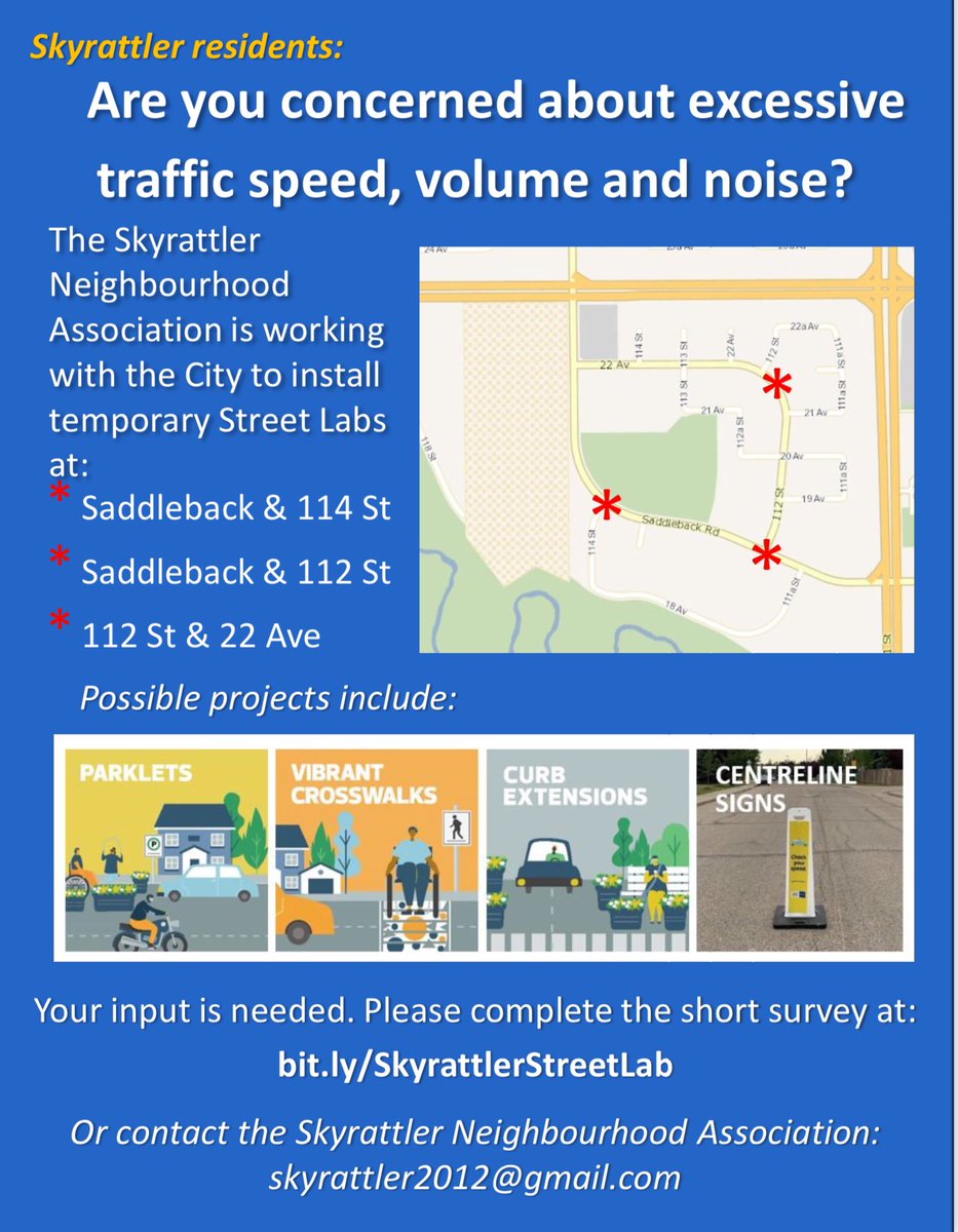 skyrattler's tweet photo. Skyrattler residents have been trying to address excessive traffic volumes, speed and noise through our neighbourhood for years. After successfully saving our park, it's time to reclaim our streets. 

Please complete this short survey by April 14:

https://t.co/RV3EJnlB3G https://t.co/a6fUykI09y