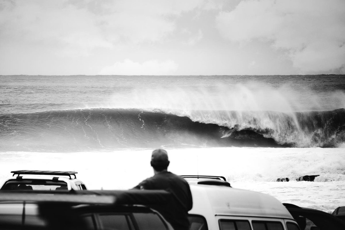 If you look closely you can see board shaper Dylan Longbottom in the midst of a large wave over the weekend down the local point break