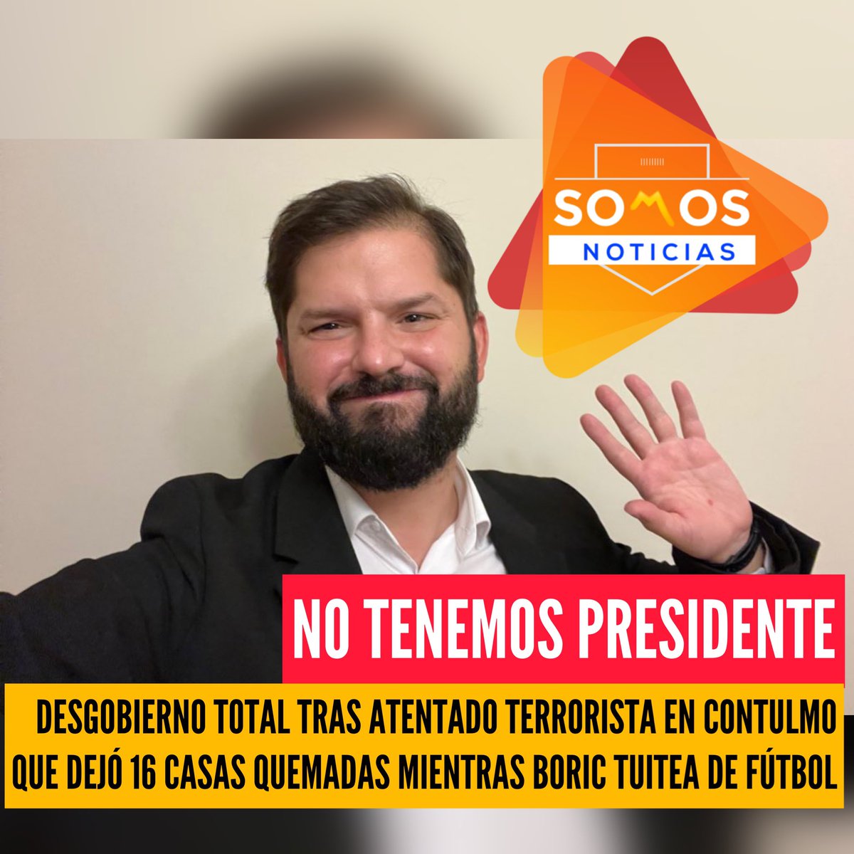 SomosConceCL's tweet photo. Llegó a Argentina mientras arde la macrozona sur y la CAM le declaró la guerra a Chile. Limpieza étnica contra chilenos en Contulmo y @gabrielboric tuiteando de Fútbol. La CADEM confirma que rechazo supera al apruebo y el Presidente?: No tenemos Presidente https://t.co/AyaJuZWuDN