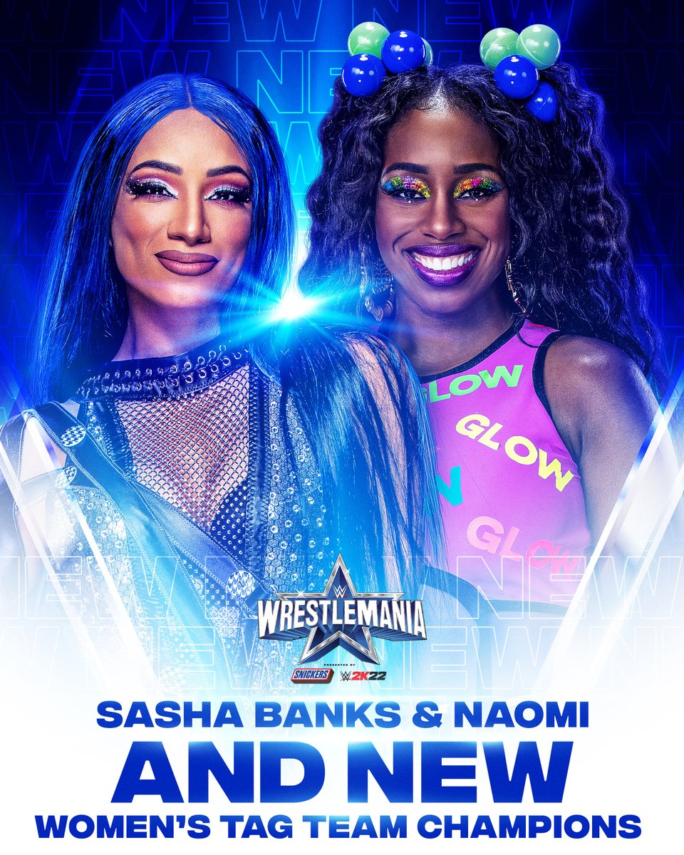 We've got NEW WWE Women's Tag Team Champions! #WrestleMania @SashaBanksWWE @NaomiWWE