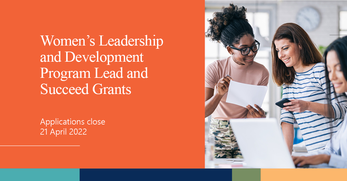officeforwomen's tweet photo. Organisations are invited to apply for a share of $20.35 million in grant funding under the #WLDPs #LeadAndSucceed grants supporting women to achieve success in our communities &amp; workplaces #WLDPGrants. Applications close 21 April, see https://t.co/uQGhhnsNDu https://t.co/GD3SIgCgDc