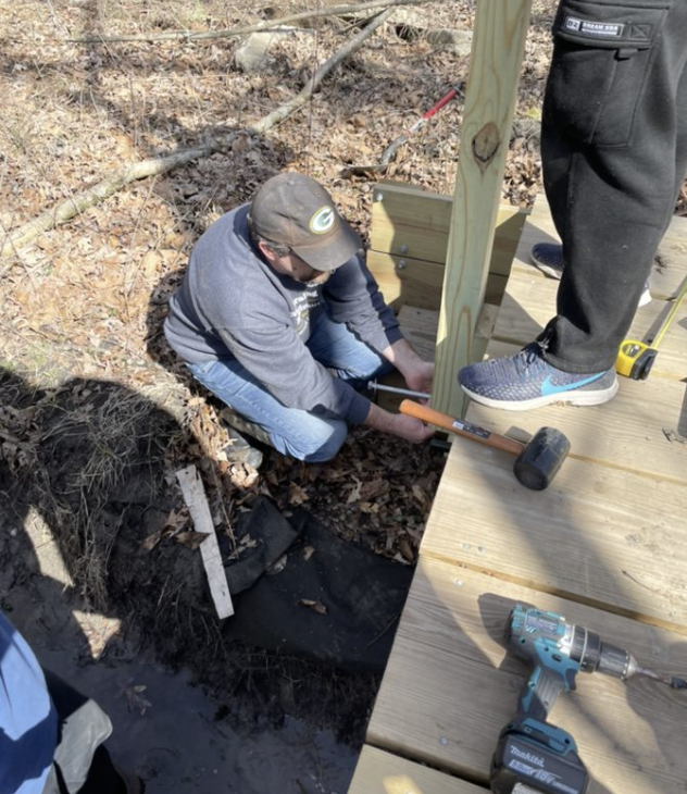 WRMEPICS's tweet photo. ACRE Team went out to the Wetlands today. 🤩🤩 The team was hard at work to build the new railings for the bridge! Here's to some more workdays at the Wetlands to wrap up the semester 👏👏👏. https://t.co/1dgiCPtbJG
