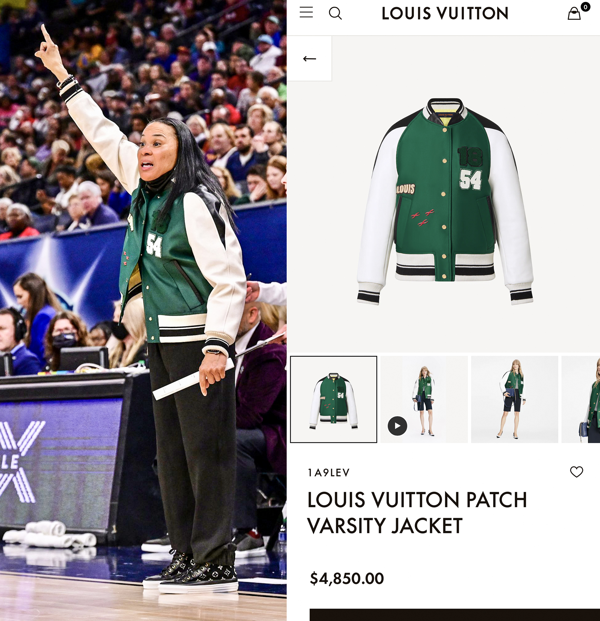 Front Office Sports on X: Dawn Staley is coaching the national title in a  $4,850 Louis Vuitton jacket and matching shoes 👀   / X