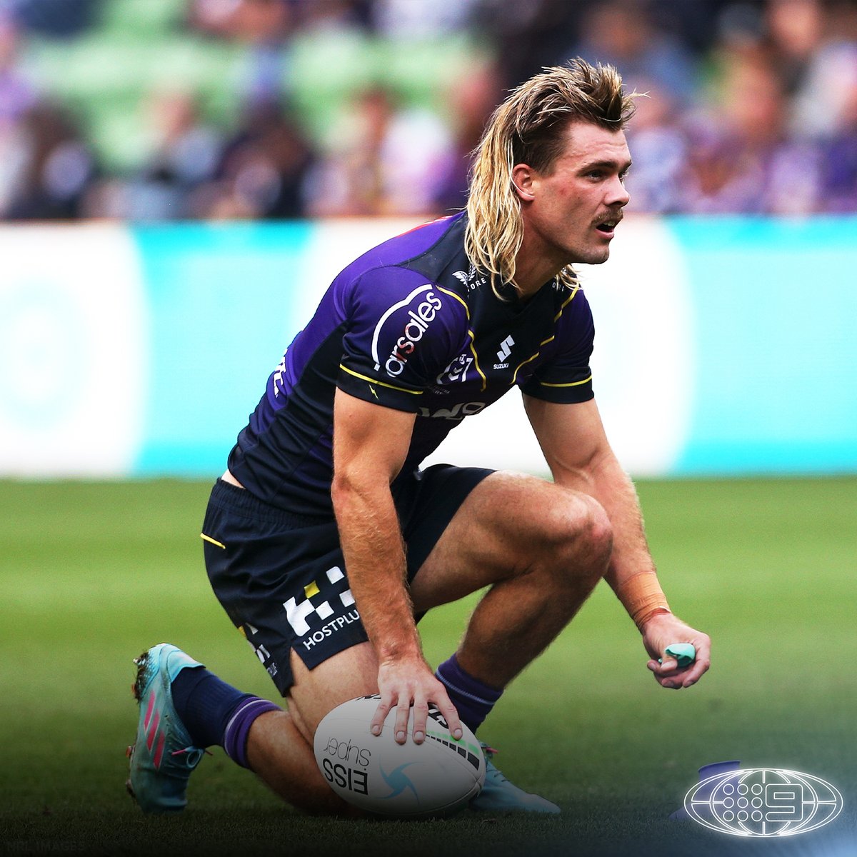 NRLonNine's tweet photo. The man, the myth... the mullet! 😎💈

#9WWOS #NRL @storm https://t.co/qGOfFJKgN2