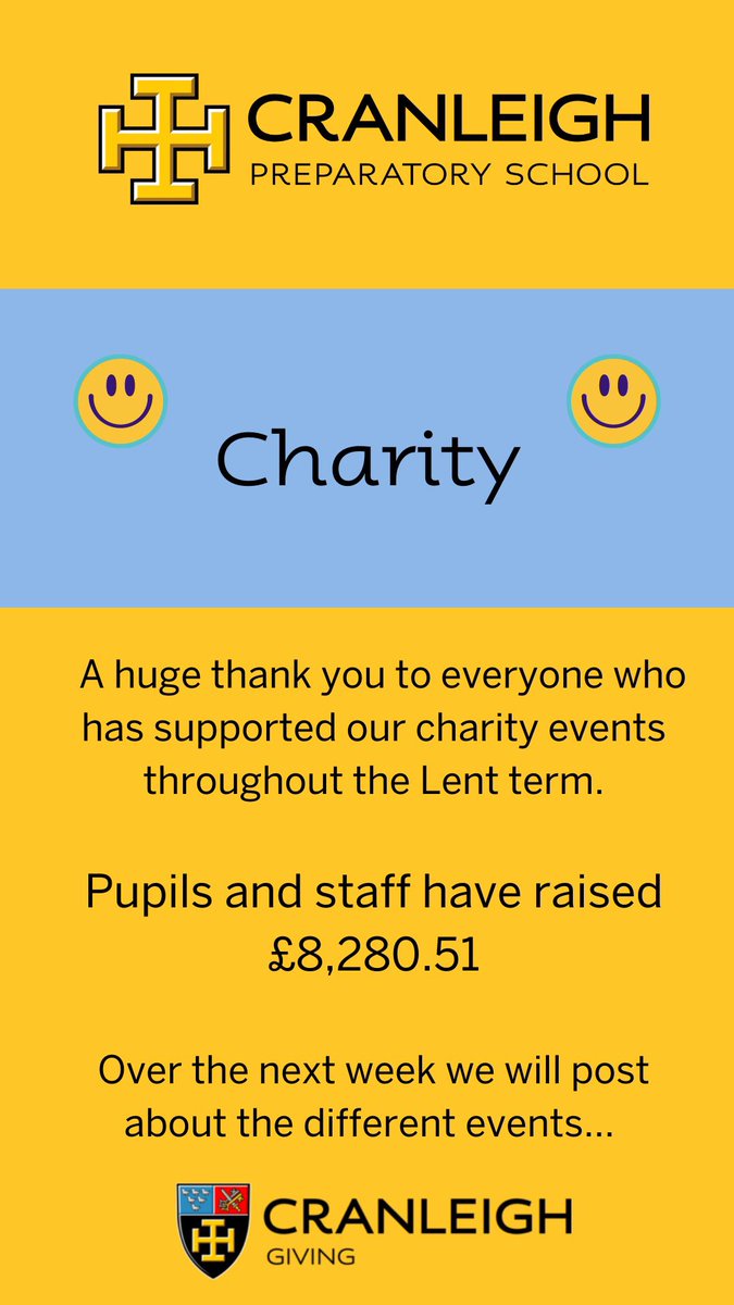 A huge thank you to everyone who has supported our charity events throughout the Lent term. Pupils &amp; staff have raised £8,280.51. This week we’ll post about the different events… <a href="/CranleighGiving/">Cranleigh Giving</a>