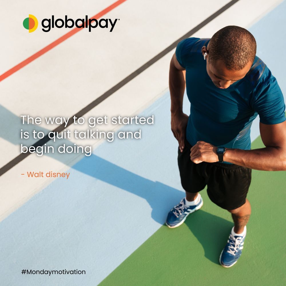 globalpayng's tweet photo. The way to get started is to quit talking and begin doing - Walt Disney

#fastestmobilewallet #mondaymotivation #mobilemoneyagent #globalpayng
#getmorewithglobalpay #financialservices #payments #banking #POS https://t.co/WsaoMEwYgP
