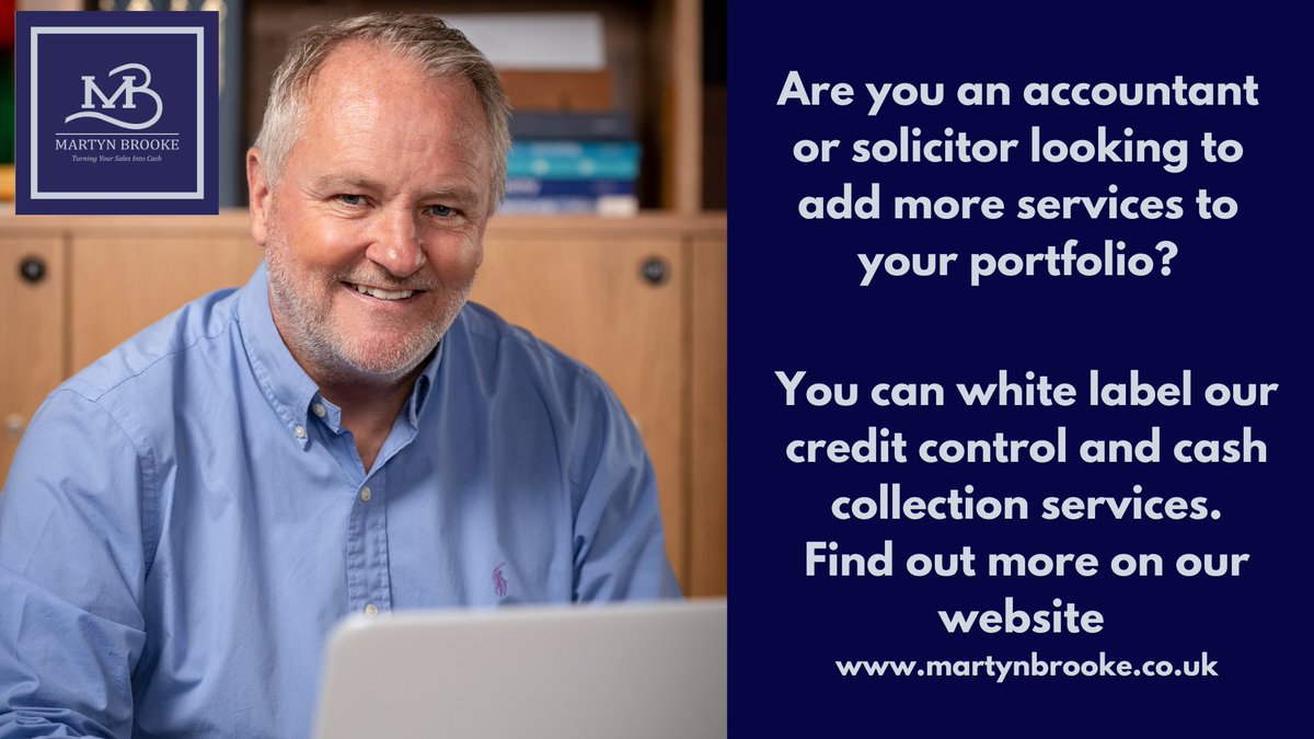 Would you like to offer Credit Control and Cash Collection Services to your clients?
Or does your company need support in this area? 
martynbrooke.co.uk/outsourced-cre…