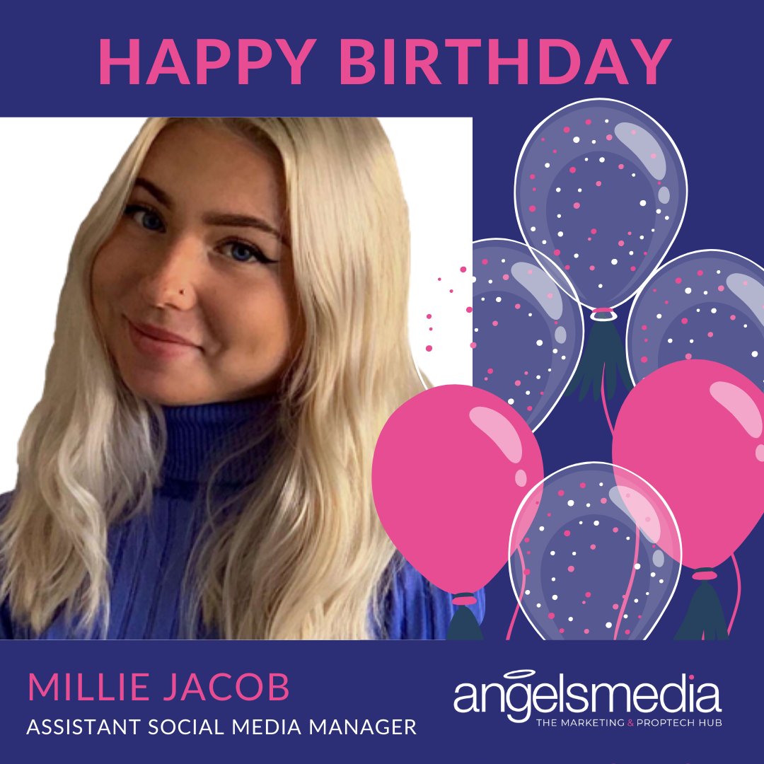 AngelsMedia's tweet photo. The Angels Media team would like to wish a very Happy Birthday to Millie, our Assistant Social Media Manager.  

Enjoy a lovely day full of celebrations!

#AngelsMedia #TheValPalNetwork #MeetTheTeam #AngelsTeam #HappyBirthday #PropertyMarketing #PropTech https://t.co/mv9P3EKvOM