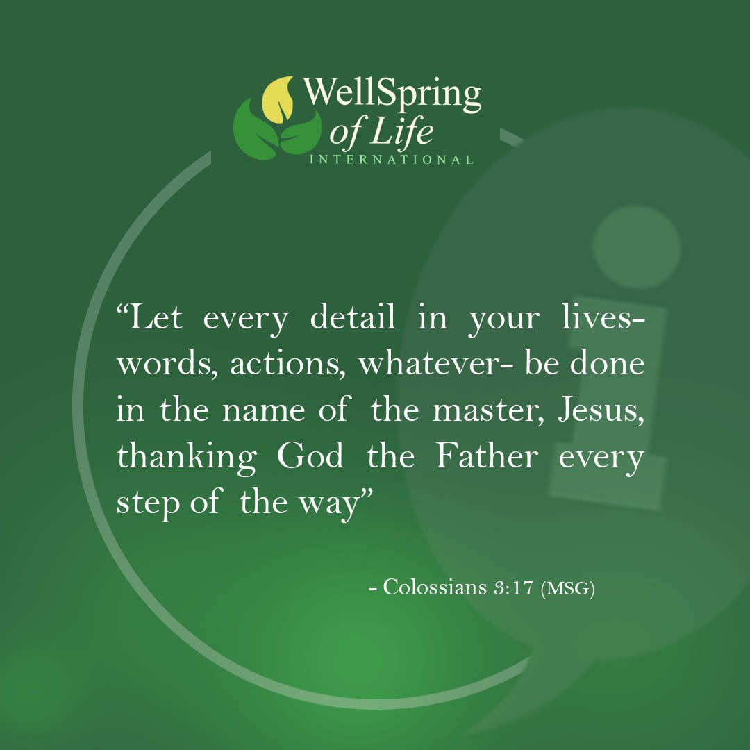 WellSpring_Life's tweet photo. It's the start of a new week. Let whatever you do give glory to God.
Happy Monday!
#ourbelief #guidingprinciples #values #Mondayvibes #April2022 #mondaythoughts #MondayMorning #NGO #nonprofit #outreach #outreachprogrammes #wellspringoflifeintl #wellspringoflifeinternational https://t.co/Ij6cCEBFxl