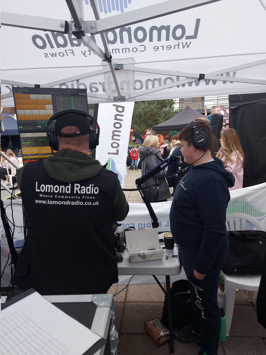 bigcoling's tweet photo. @CasCasG Yesterday at Loch Lomond i was the guy in grey stood at back of the Lomond Radio tent. My son is 13 his name is Owen Gillespie  he was learning how to operate the equipment to go live a 2pm but due to technical issues he was not able to.. https://t.co/fIASJaNWZl