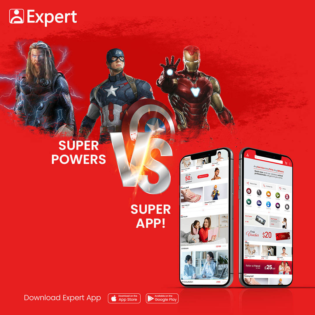 expertpakistan's tweet photo. Who needs superpowers when you have a super app to do everything for you!

Download the Expert App today.

#ExpertPakistan #ExpertApp #SuperApp https://t.co/ALDUwlTfLe