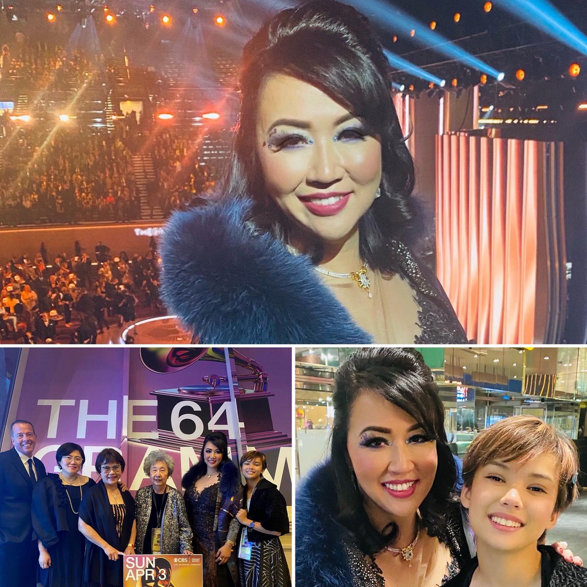 MakiMaeMusic's tweet photo. So happy to share my first @RecordingAcad show with family &amp; friends. Hope it’s back in Vegas with @Trevornoah next year! #music #GRAMMYs #GrammyAwards https://t.co/jpQiklfMsc