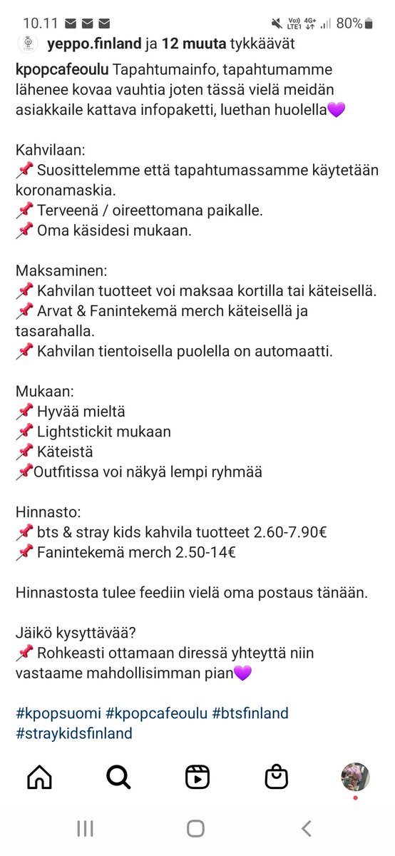 KpopCafeOulu's tweet photo. Tapahtuma lähestyy kovaa vauhtia! Ohessa tietoa mm. Turvallisuudesta, maksamistavoista, hinnoista....yms! 

Arvat 5e/kpl ja 12e 3kpl. Arvotaan yhteistyökumppaneiden (@onnigomfi , #lucakiosk #yeppo) lahjoittamia tuotteita! 

Muistakaa ottaa saamanne vahvistussähköposti mukaan! https://t.co/CLPrJA309n
