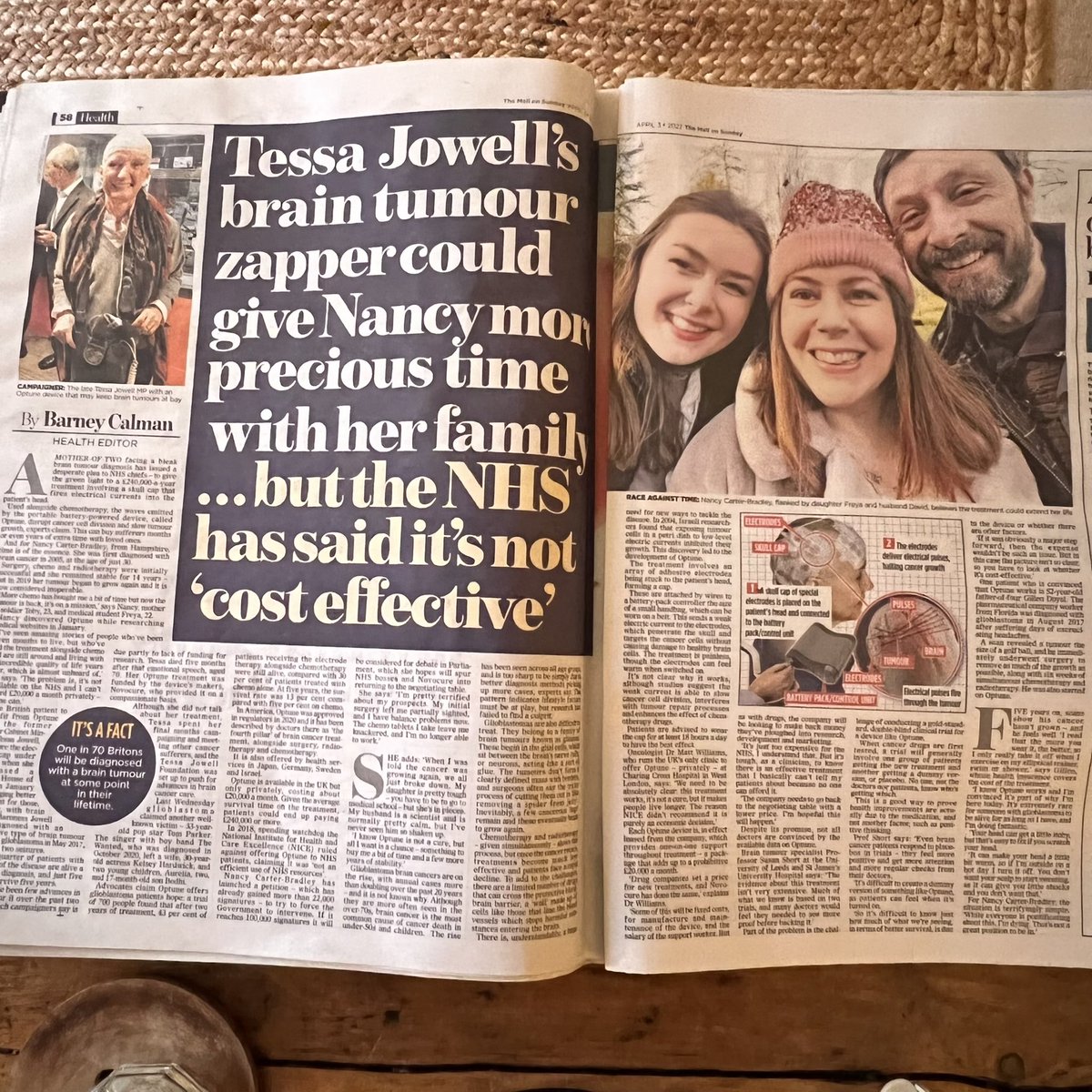 theavocadofairy's tweet image. Fresh week, fresh hope! Good to see new treatment options for brain cancer being written about at the weekend @OptuneSystems @BrainTumourOrg @braintumourrsch @FoundationTessa @reallorraine @lorraine @theJeremyVine @blandsteve @bbc5live @jowhiley @BBCWomansHour @allontheboard @GMB