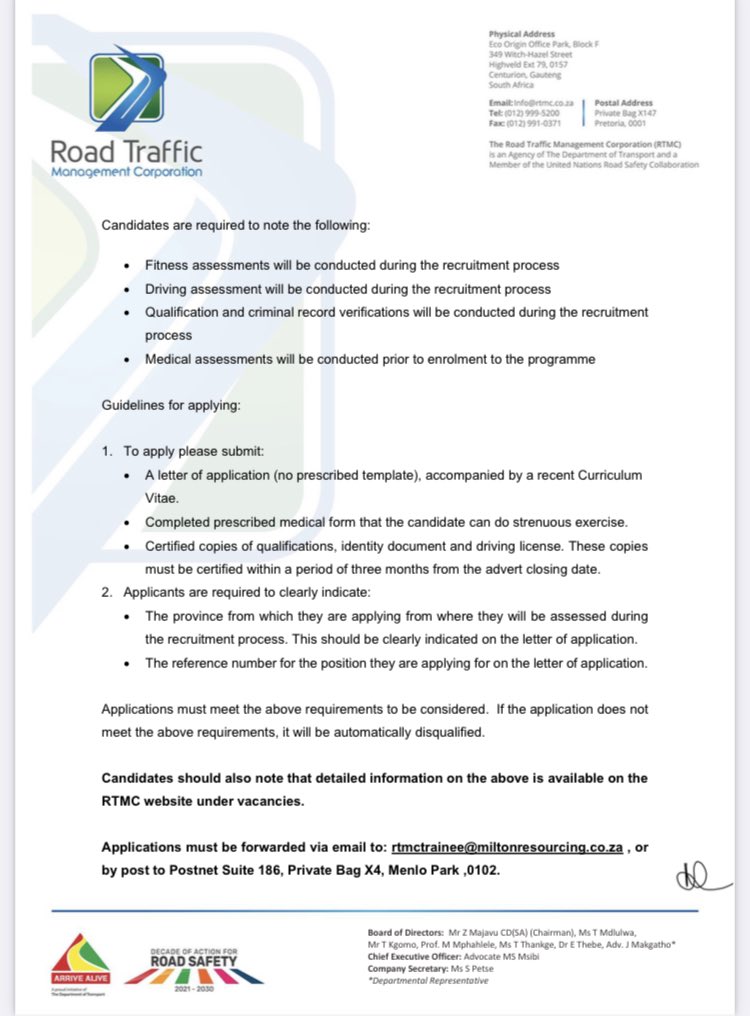 TrafficRTMC's tweet photo. APPLY: PROGRAM!!! 

- TRAINEE TRAFFIC OFFICER https://t.co/bFbRIlAWXI