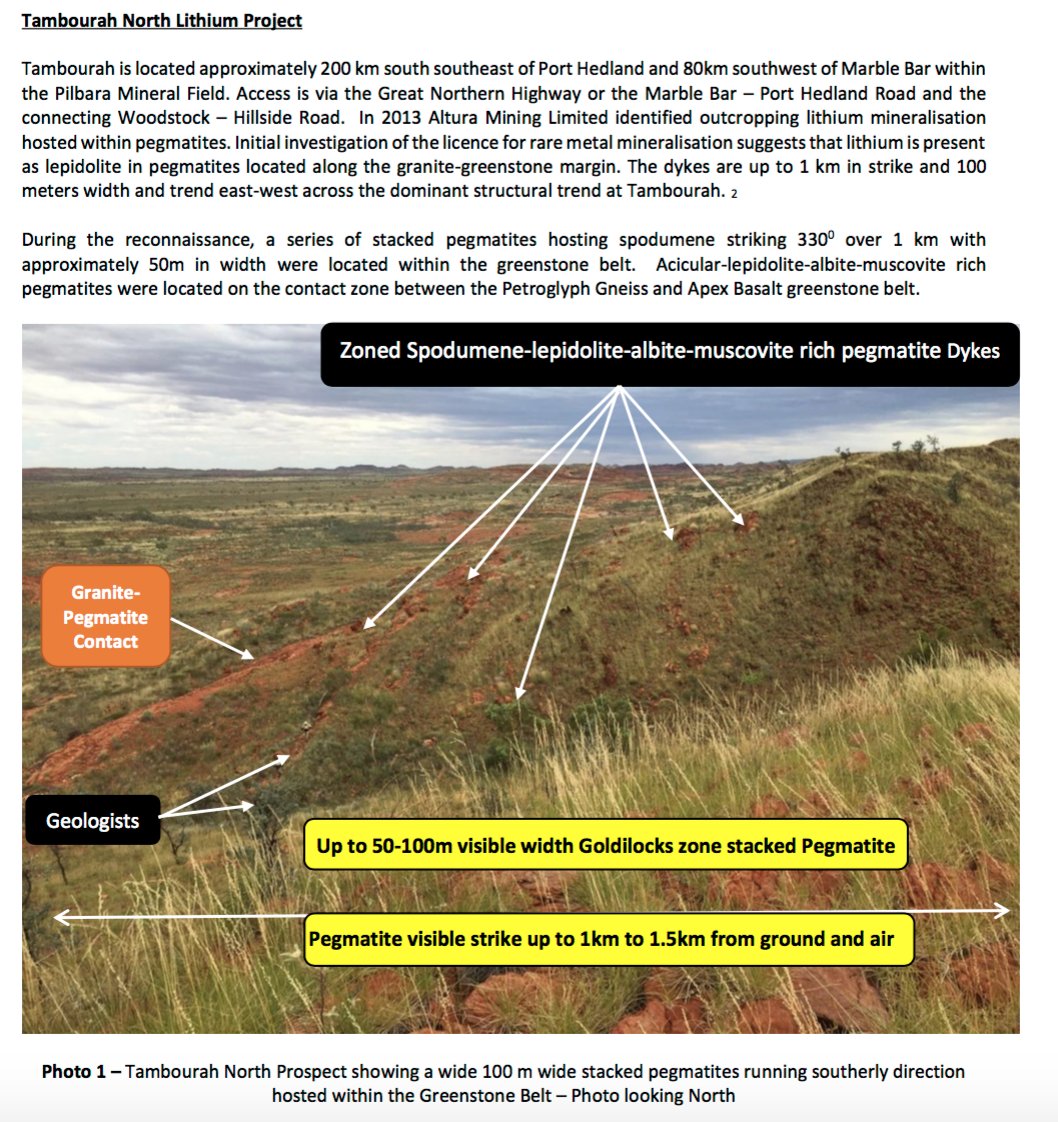 PilbaraWandy's tweet photo. $MRR

Current MC is $60m

$MRR have just confirmed spodumene at Tambourah Nth

When is it $TMB's Turn

$TMB Just started their Drilling campaign at Tambourah Li/Au Project right near $MRR &amp; 50kms From $PLS 

$TMB - Ta &amp; Sn was Historically Mined

$TMB over $5m Cash = $11m EV https://t.co/MCbnQove2N