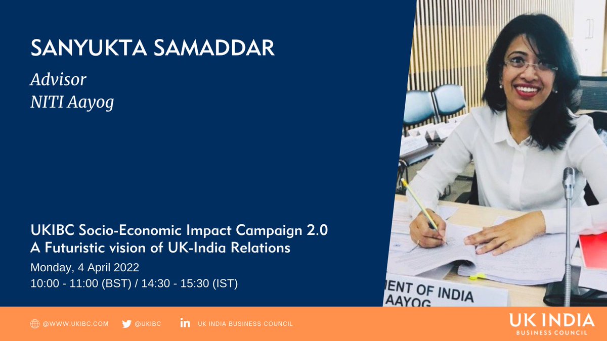 UKIBC's tweet photo. Taking the agenda of sustainability forward #BookRelease 

@SanyuktaSam1 @NITIAayog @SDG_India_

Register here: https://t.co/jHYfRRty1g https://t.co/OPnFaNpuVr