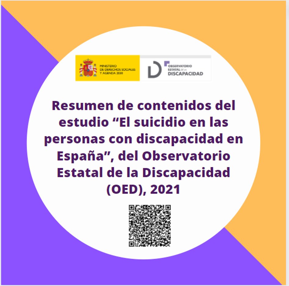 OED_Olivenza's tweet photo. Resumen de contenidos del estudio “El suicidio en las personas con discapacidad en España”, del Observatorio Estatal de la Discapacidad (OED), 2021
https://t.co/H7cVDepxJS
@OED_Olivenza https://t.co/cMPRGdbUlH
