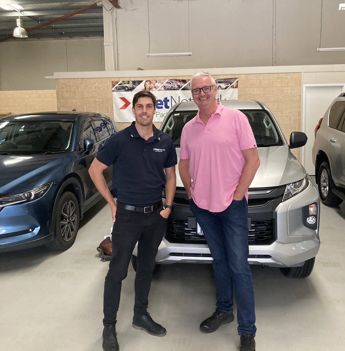 TimGossage's tweet photo. When you drop into @FleetNetwork HQ and the first face you see is @freodockers finest Garrick Ibbotson the morning after a win over @WestCoastEagles. Pumped the guernsey 5 claims #GlendinningAllan Medal #Schultz #Ambassador #novatedlease #FleetNetwork #Derby #Freo https://t.co/lNSzn1lR77