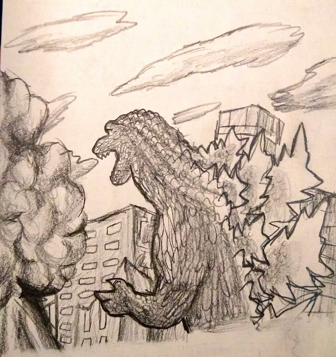 Boi1Goji's tweet photo. Some sketches done during the school year. #Godzilla #shingodzilla #ゴジラ #Kaiju #monster #drawing #sketch #artwork https://t.co/U8UIpVvfLR