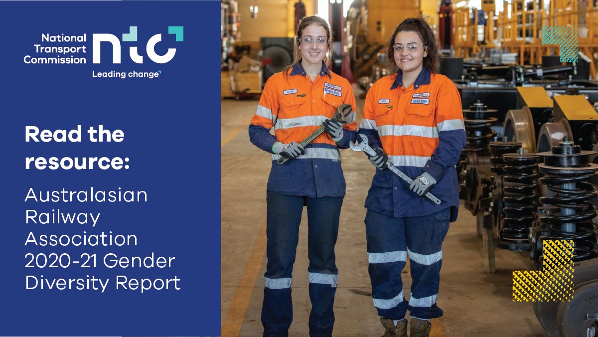 NTC_AUS's tweet photo. The recently released @AustRail 2020-21 Gender Diversity Report found more Australian women are advancing their careers in rail than ever before. But additional action is needed to get women working in rail. More: https://t.co/2Vs7jNEcxY https://t.co/jn8ABm3UHC