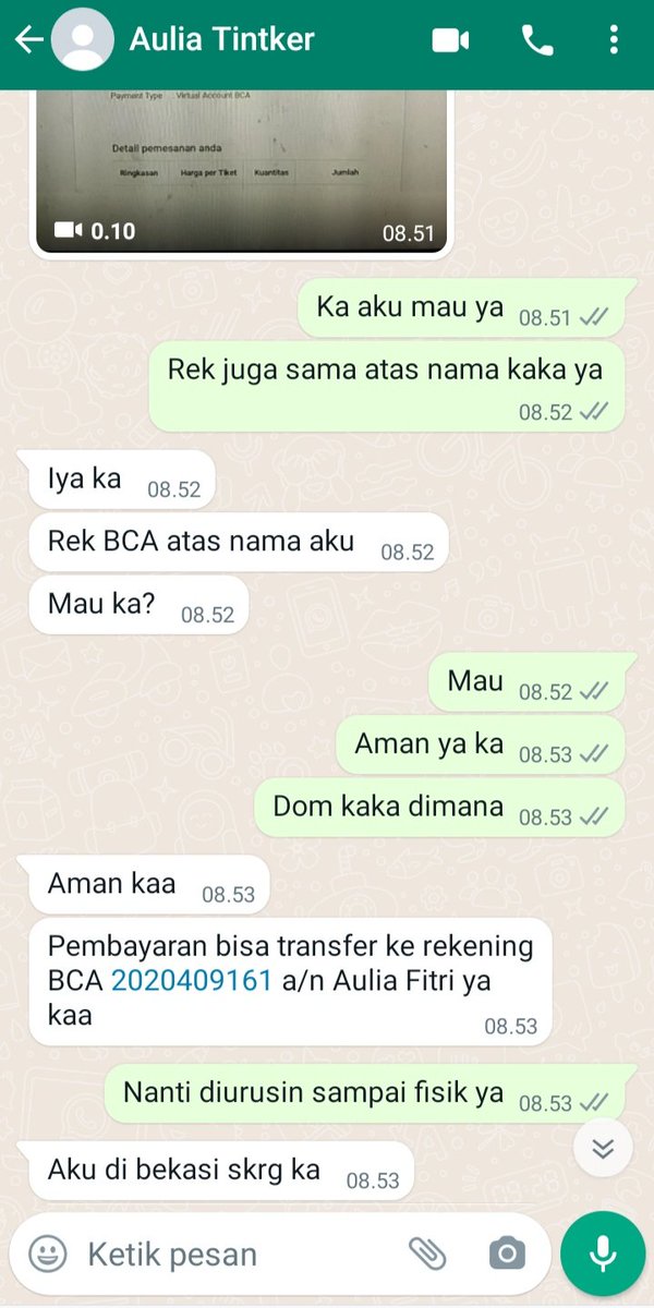 abelbell99's tweet photo. HATI HATI UNTUK YANG MASIH CARI TIKET JUSTIN BIEBER YA! INI SALAH SATU PENIPU YANG JUAL CAT5 
Rek BCA 2020409161 an AULIA FITRI 
Sekarang sudah ganti nama akun. Tolong dishare ya supaya tidak ada yg jadi korban lagi 
#JustinBieberinJakarta
#JusticeWorldTourJKT https://t.co/Z4FlcjYTGE