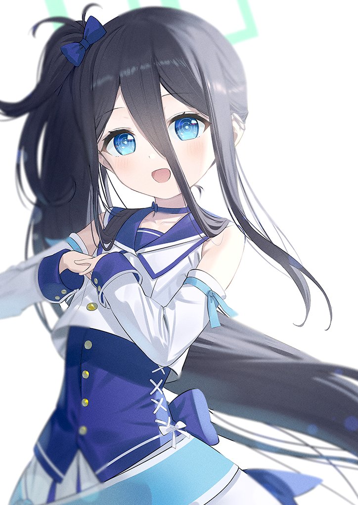 aris (blue archive) 1girl halo blue eyes solo long hair hair between eyes smile  illustration images