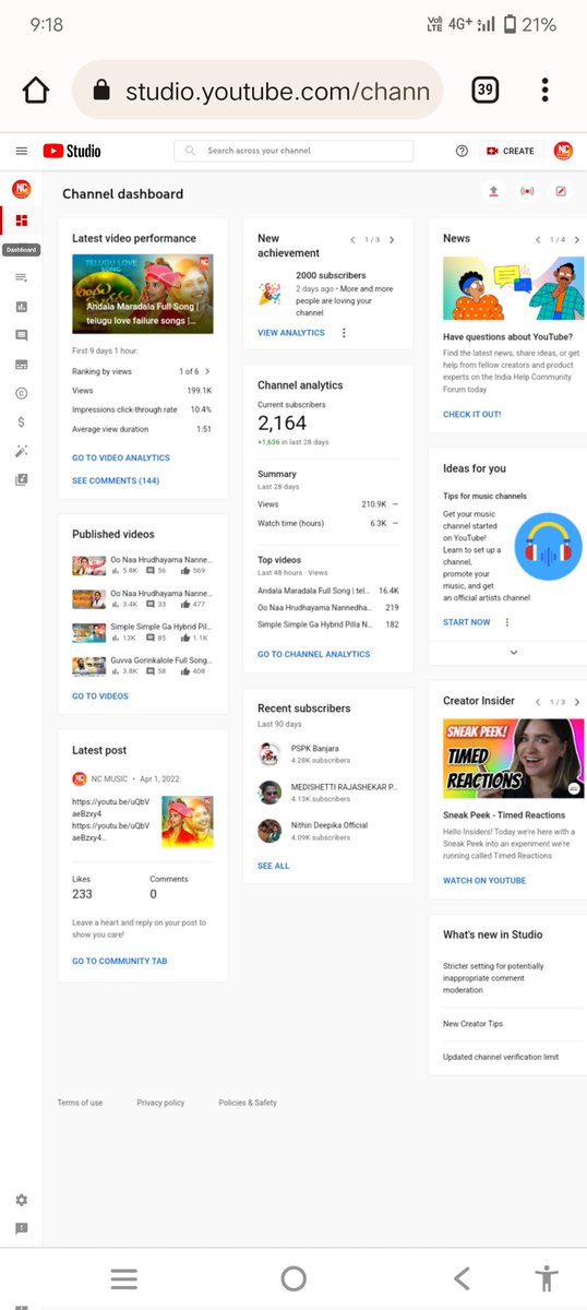 NITHINAUDIOS123's tweet photo. @YouTubeCreators @YouTubeIndia @YouTube monetisation 4000 hrs 1000 k subscribers completed YouTube terms and condition apply monetisation option , my nc music channel https://t.co/5JtSfdMTUB