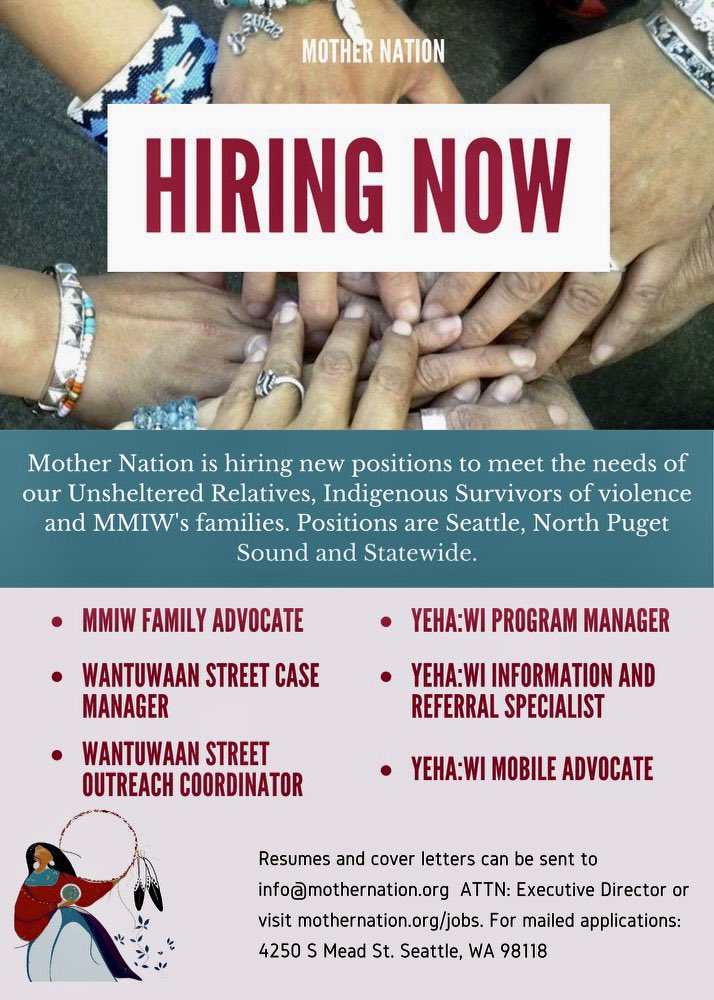 Mother Nation is hiring! Get your applications in or share with your relatives near and far. Interviews starting next week. Go to website for additional details or email us at info@mothernation.org.  <a href="/CrimeVictimsOrg/">The National Center for Victims of Crime</a> @strongheartsdv <a href="/_indigenation/">Indigenation</a> 

#mothernation