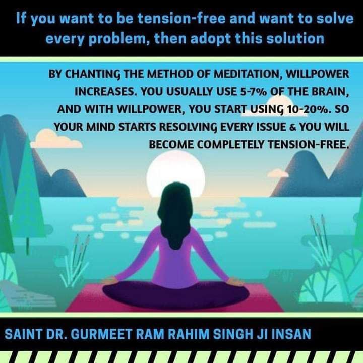 neeruvikasD's tweet photo. Meditation is a tool that helps us to gradually transform into our best self. Saint Dr. Gurmeet Ram Rahim Singh Ji Insan has taught method of meditation to more than 65 million people who are reaping it's benefits. 
#MondayMotivation https://t.co/wbwz9OfiRX