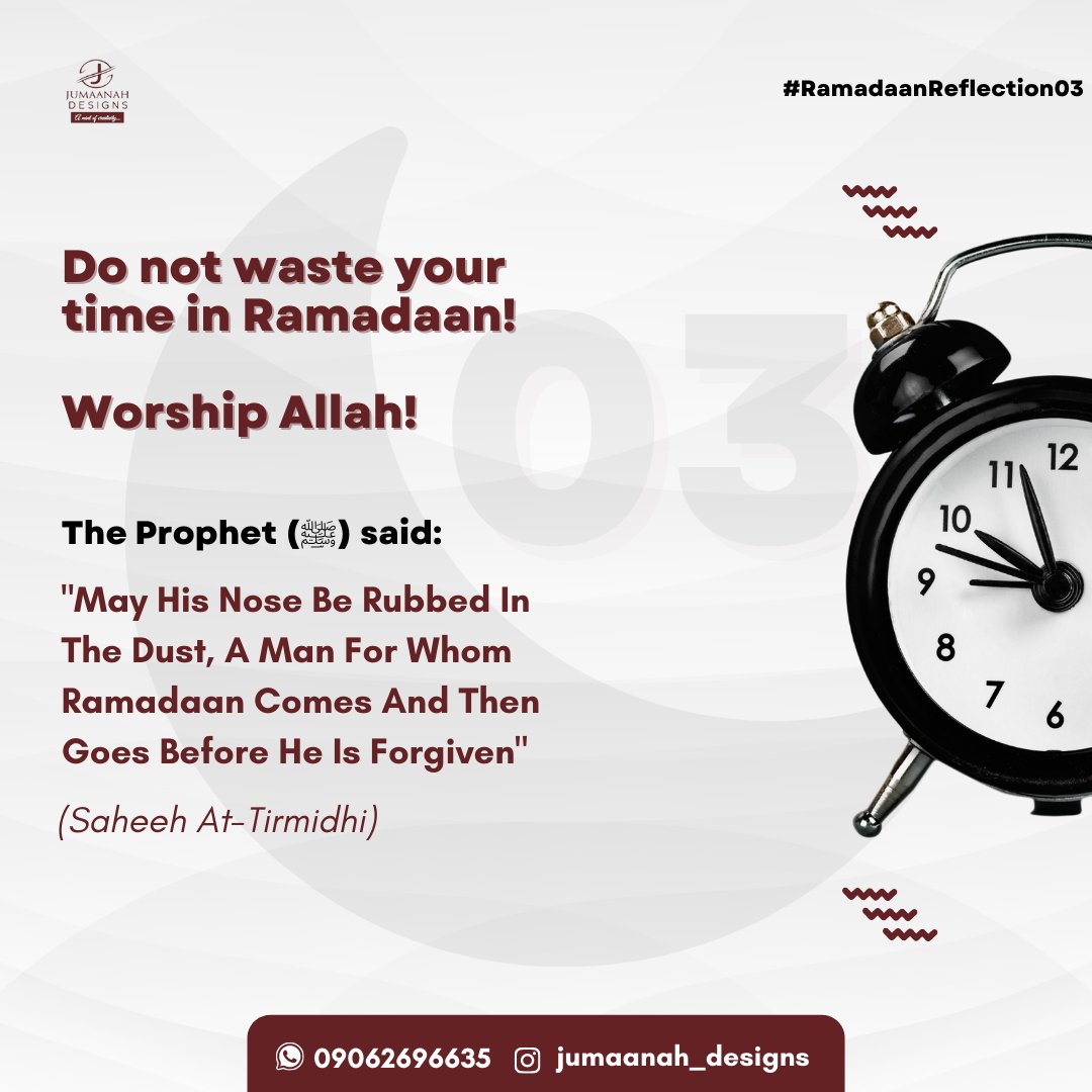 JumaanahDesigns's tweet photo. Ramadaan Reflection 03

Retweet to benefit others .
.
.
.
#RamadanReflection
#Sharewithothers
#JumaanahDesigns
#JumaanahArts
#RamadanPoster
#Creativity
#SmallBusinessOwners
#Muslims
#RamadanFlyer https://t.co/nDlhhz4Naw